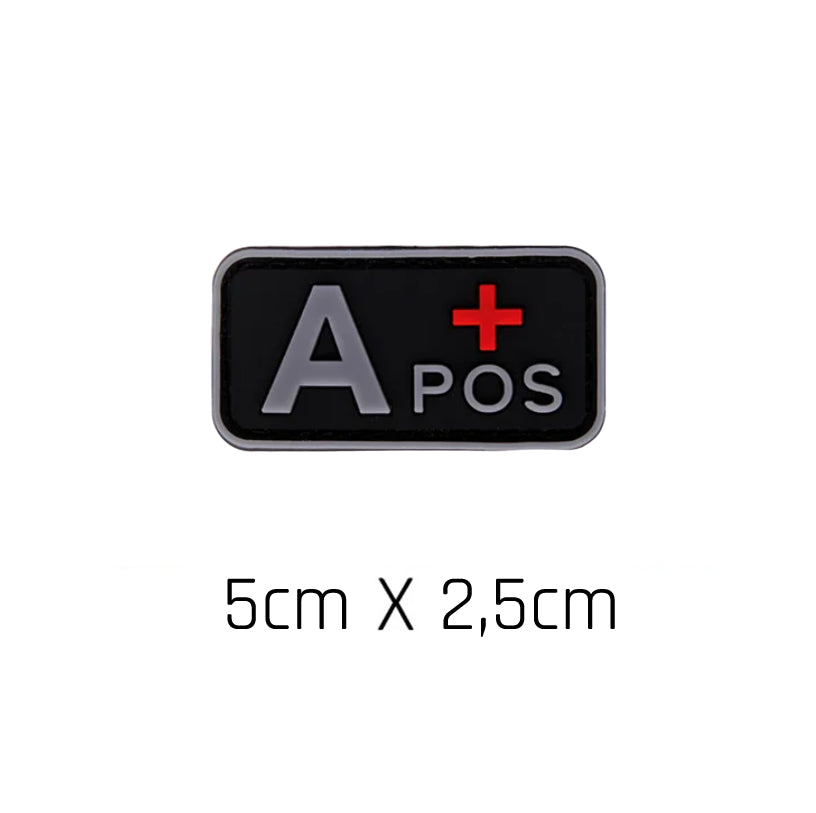 Blood Type Patch (A+, B+, AB+, O+, A-, B-, AB-, O-) Black / Gray