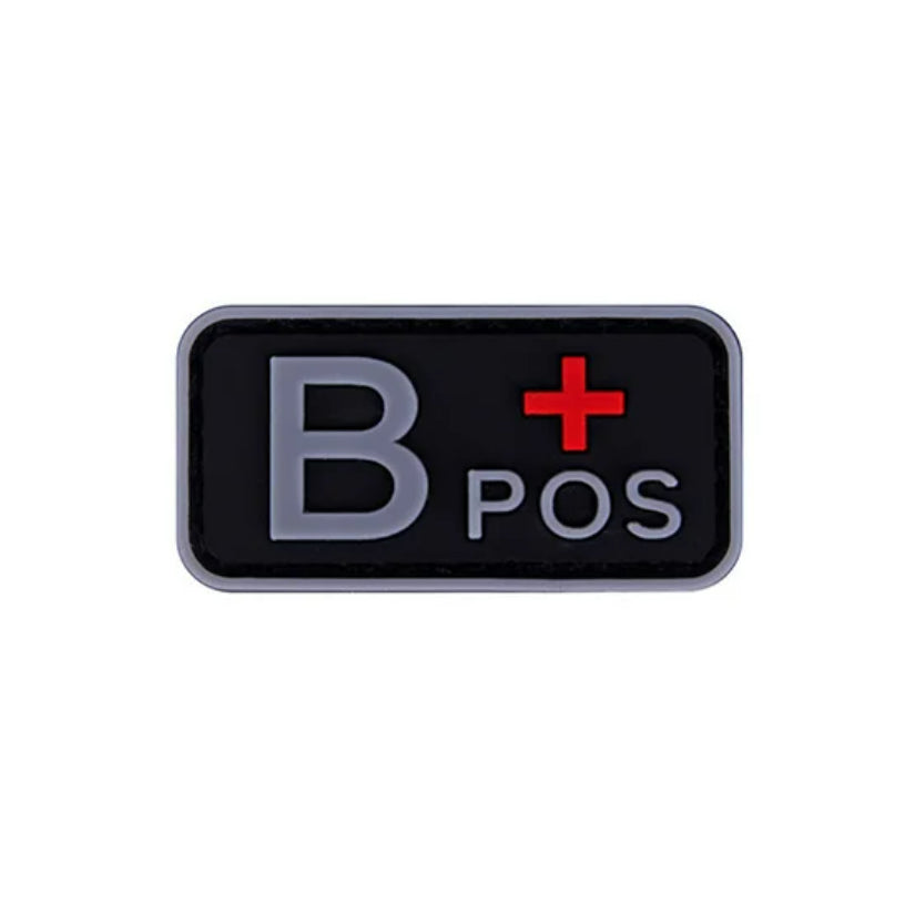 Blood Type Patch (A+, B+, AB+, O+, A-, B-, AB-, O-) Black / Gray