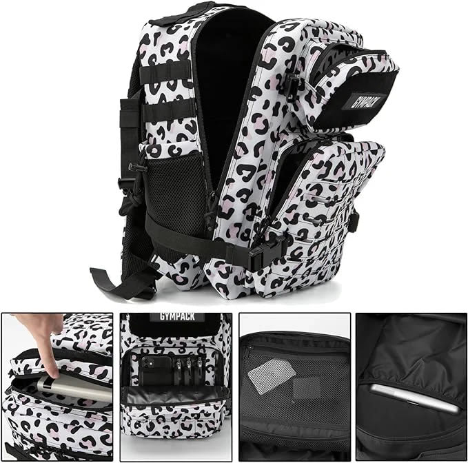 Mochila Gympack Pro 25L Leopardo - Detalhe dos Bolsos e Compartimentos Internos